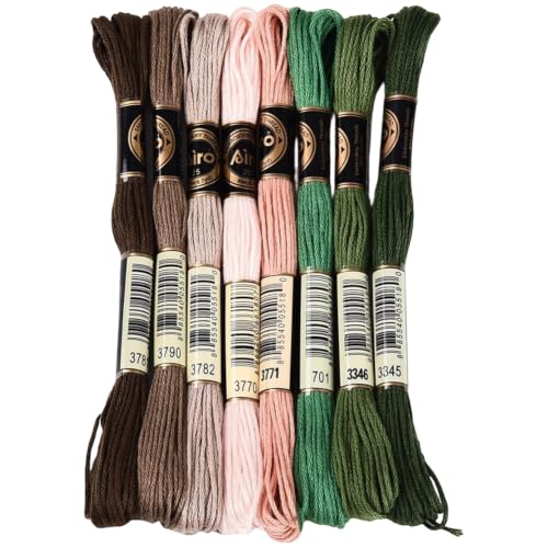 Image of 8 Skeins 70 Yards Green Embroidery Floss Thread for Hand Sewing