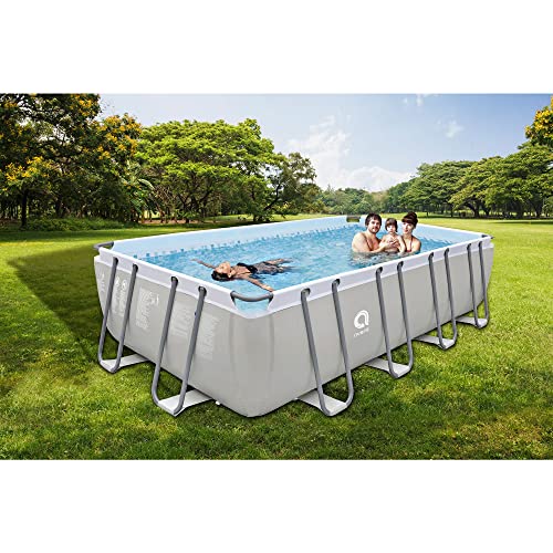 JLeisure Avenli 18 by 10 by 4 Feet Outdoor Backyard Above Ground Rectangular Steel Frame Swimming Pool for Adults and Kids with Repair Kit, Gray - Thumbnail 6