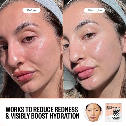 PEACE OUT Skincare Overnight Bio-Collagen Recovery Hydrating Face Mask to Calm Skin Irritation, Improves Skin Clarity with Hyaluronic Acid, 1 count - Image 3