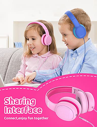 gorsun-Premium-A66-Kids-Headphones-with-85dB94dB-Volume-Limited-in-line-HD-Mic-Audio-Sharing-Foldable-Toddler-Headphones-Adjustable-Children-Headphones-Over-Ear-for-School-Travel-Pink