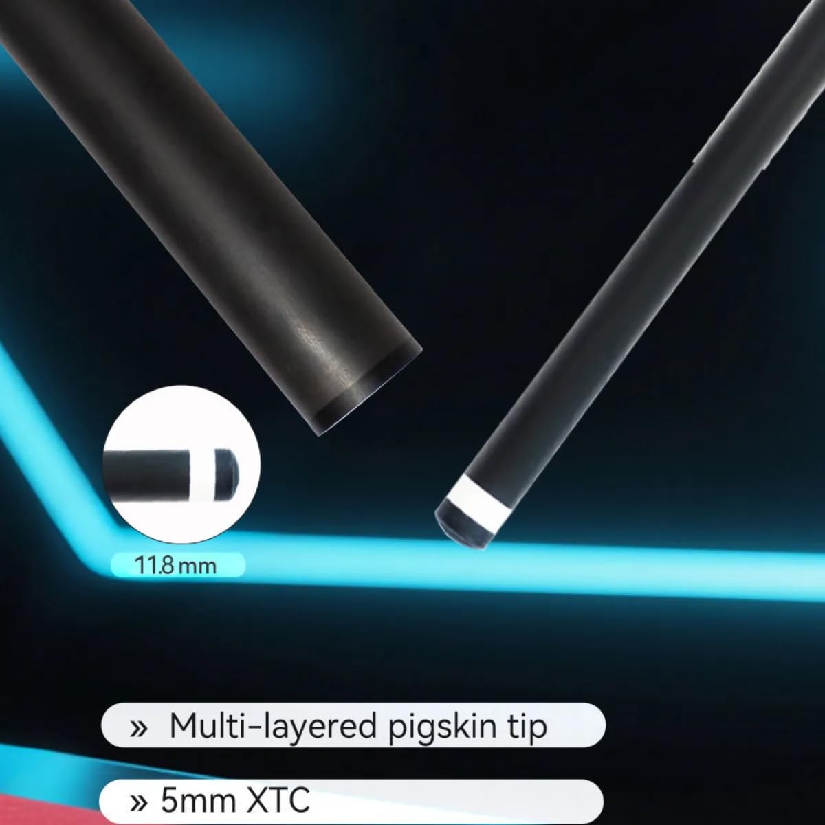 3K Diagonal Carbon Fiber Black Eight Pool Cue - 11,8 mm pręt uderzający z przedłużonym paskiem, lekki, profesjonalny kij bilardowy do domu/klubu
