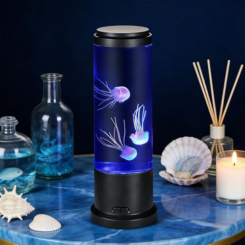 Lámpara Medusas, 28CM Lámpara Luz Medusas, Lámparas L-ava M-edusas Alimentadas USB Con 8 Cambios Color, Alivios Del Estrés Sensorial Estado Ánimo Luz Nocturna Inducción Sueño, Para Decoración Hogar