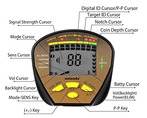 Image of NALANDA 18KHz Metal Detector with All-Metal, Discriminate, Custom and Memory Mode,Pinpoint, Stable Detection Depth, Automatic Tuning, Variable Tones (Extra Foldable Shovel, Headphone).