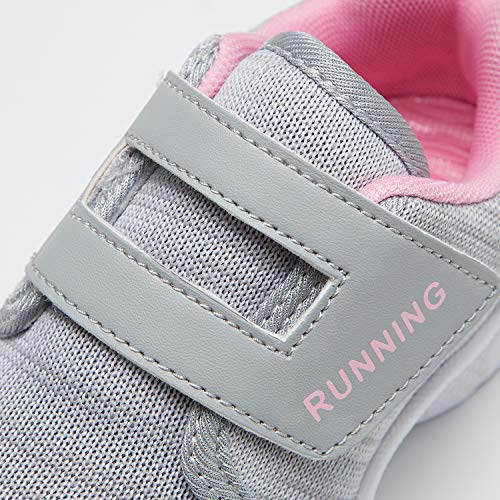 Adituo Toddler/Little Kid Boys Girls Lightweight Breathable Sneakers Strap Athletic Running Walking Sports Shoes Light Gray/Pink Size 9 #TOP5