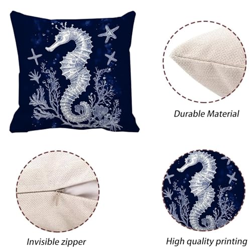 Housse de coussin marine imperméable 35x35 cm lot de 4 pour extérieur et salon k-1146 - 6