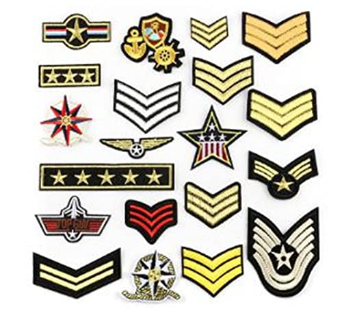 Ulricar Police Officer Shoulder Embroidered Patch Applique 20Pcs Iron On Patches Self-Adhesive Stickers Kit Sew For Clothing, Jackets, Backpacks Shoes, Caps Kids Adults, Black (Ulricar) #TOP11