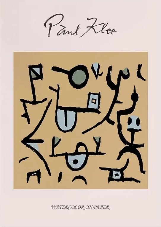 Peinture Paul Klee Aquarelle sur papier une toile vintage d'exception 60x80