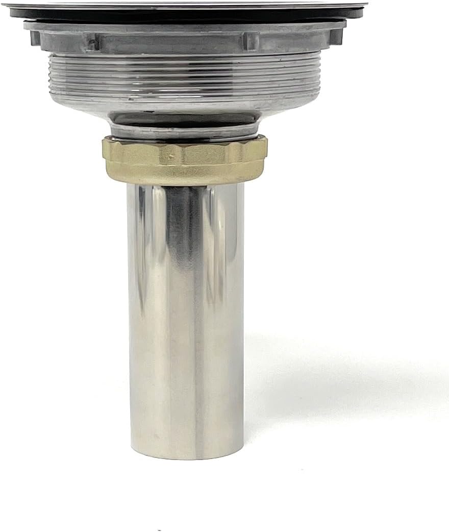 Stainless Steel Kitchen Sink Assembly Kit with Flange and Strainer Basket/Drain Stopper, 1-1/2" x 3-1/2-4" Opening, Replacement Parts for Standard Kitchen Sinks