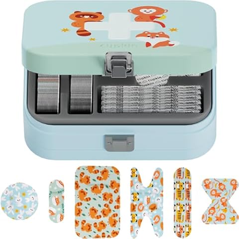 Cupkin Adhesive Bandages for Toddlers and Big Kids - Heal in Style with Fun, Colorful Designs Perfect for Boys and Girls - Comes in Reusable Cute First Aid Kit Metal Tin - Wild Animals - 152 Count Cover