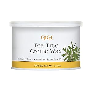 GiGi Tea Tree Crme Wax - Soothing Hair Removal Wax for Sensitive Skin, Soft Wax for Face & Body, Calming Formula with Tea Tree Oil, 14 oz