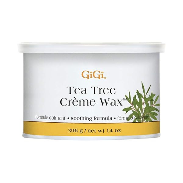 GiGi Tea Tree Crme Wax - Soothing Hair Removal Wax for Sensitive Skin, Soft Wax for Face & Body, Calming Formula with Tea Tree Oil, 14 oz