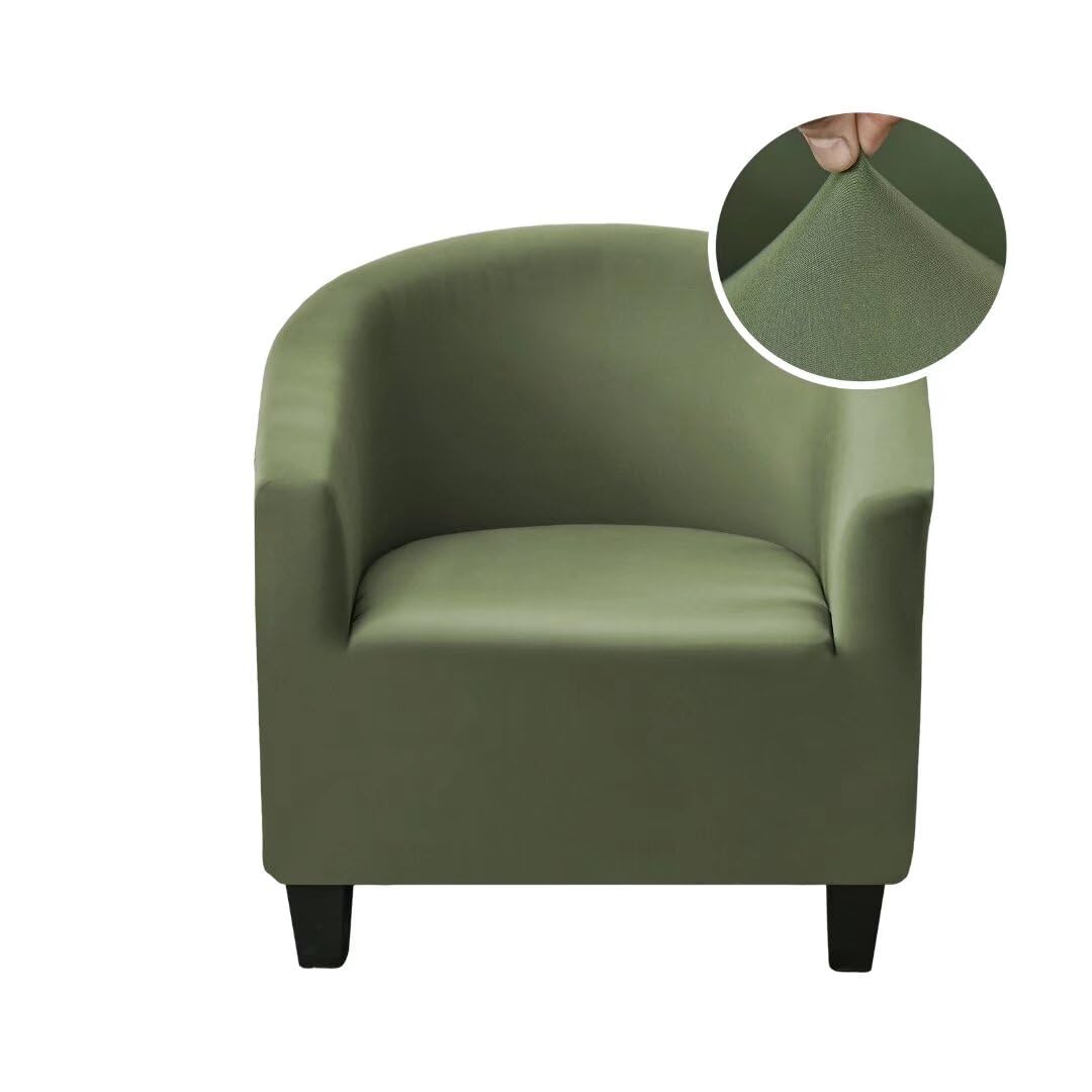 CRFATOP Soft Club Chair Slipcover Stretch Barrel Chair Covers Printed Tub Chair Slipcovers Round Couch Covers Spandex Armchair Sofa Cover Removable Furniture Protector for Living Room,Green