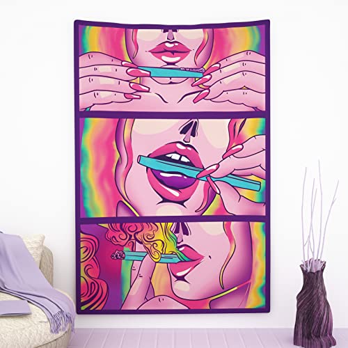 YISUMEI Trippy Tapestry with Cool Girl Anime Wall Tapestry for Bedroom Aesthetic Cool Tapestry Wall Hanging as Trippy Room Decor for College Dorm(L/150x200cm/60x80inch)