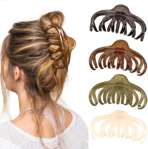 TTPSRY Cuatro Piezas Pinzas Pelo Mujer Hair Clips Pumpkin Resorte Fuerte Antideslisante Sólidas Grande Lindas Clásico Accesorios Peinados para Abundante Largo Grueso Fino Rizado Fiesta Boda Niñas