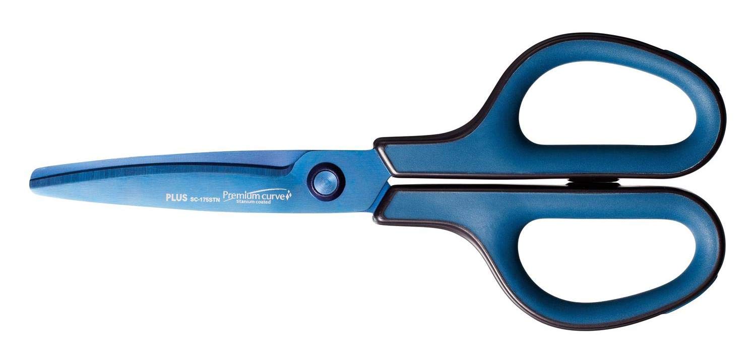Ciseaux Fitcut Curve 175 mm PLUS JAPAN anti mal de main lot de 3 pièces bleues