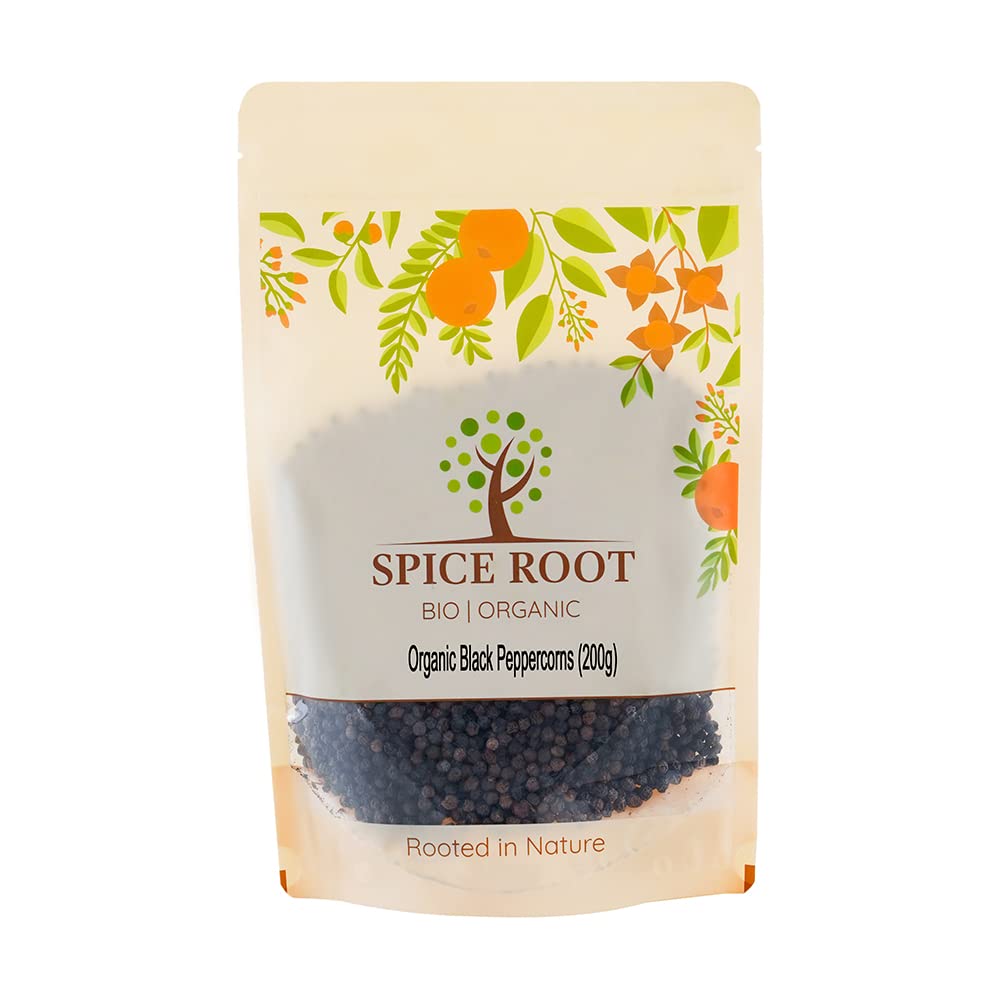 Organic Black Peppercorns 200g - Premium Quality, Certified Organic