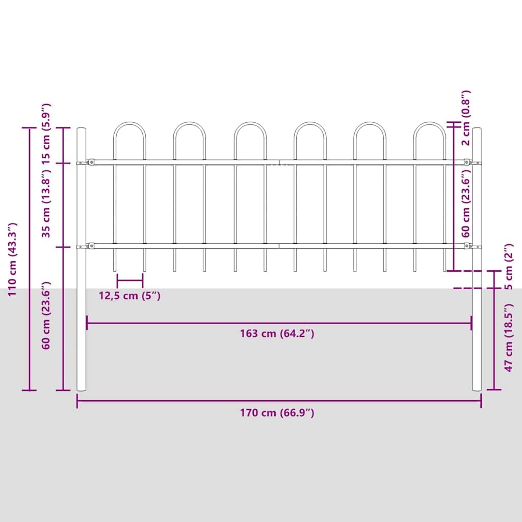 Gartenzaun BOXTEL Weiß pulverbeschichteter Stahl 170x110 cm robustes Zaunelement mit Sichtschutz und Windschutz für Terrasse, Balkon, Vorgarten und Außenbereich