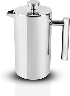 SKEIDO French Press Coffee Maker 350ML Espresso Coffee Maker Pot Practical Stainless Steel Cafetiere Double Wall Insulated Tea Coffee Maker With Filter For Home