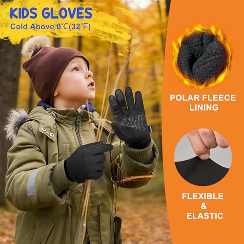 Image of Sukeen Kids Winter Gloves, Soft Warm Touchscreen Anti-Slip Gloves for Kids Boys Girls Cycling Running Sports Outdoor