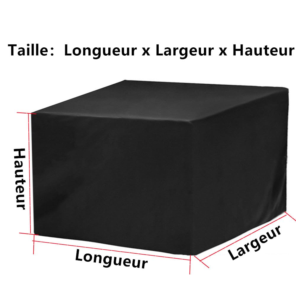 Housse Salon De Jardin Exterieur 200x120x80cm Housse Table De Jardin 200x120 Imperméable Oxford Housse De Protection De Jardin Au Vent Anti-UV Bache Table De Jardin Rectangulaire (Noir)