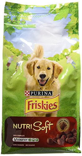 Purina Friskies Crocchette Cane Vitafit Nutri Soft con Manzo, 6 Sacchi da 1.5 kg Ciascuno