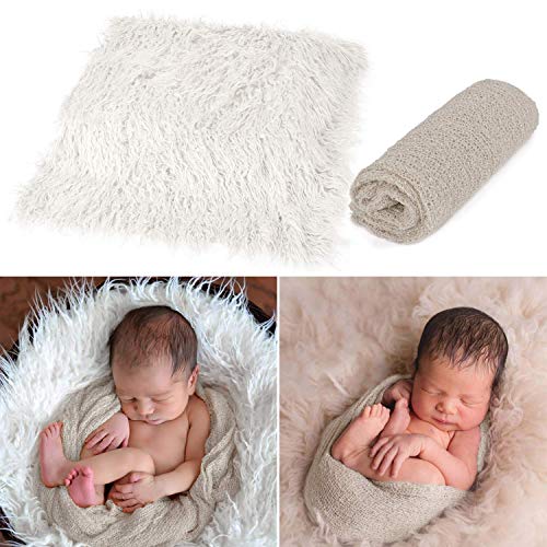 Image of Aniwon 2Pcs Baby Photo Props Long Ripple Wraps DIY Blanket Newborn Wraps Photography Mat for Baby Boys and Girls