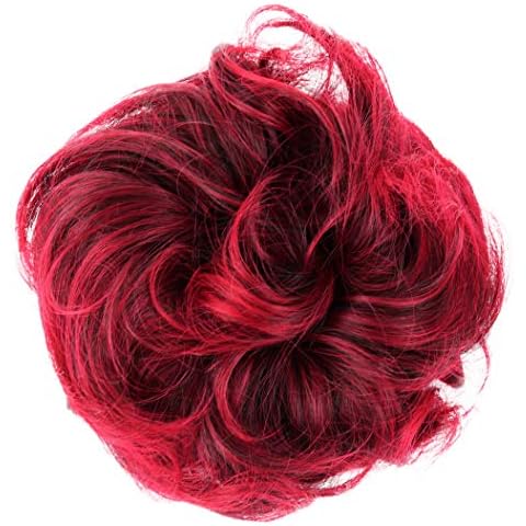 PRETTYSHOP Hairpiece Scrunchy Updo Bridal Hairstyle Voluminous Slightly Wavy Messy Bun Red Mix G29E Cover