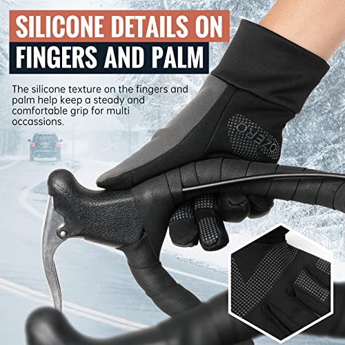 OZERO Mens Winter Gloves for Cold Weather: Touchscreen Warm Thermal Glove - Anti-Slip Lightweight Gloves for Running Cycling Driving