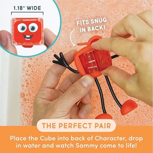 Glo Pals Water Activated Light-Up Sensory Bath Toy Character and Cubes for Bathtime and Sensory Play, Character and Pack of 6 Cubes, Sammy by Glo Pals - Image 4