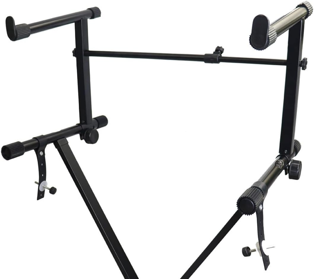 Universal Dual-tube Keyboard Stand Adapter, Black Elevated Electronic Keyboard Support Rack for Musical Instruments, Adjustable Piano Placing Rack Compatible with Electric Organs