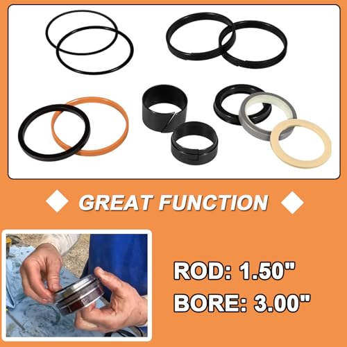 Image of Hydraulic Cylinder Seal Kit 3 inch Bore 1.5 inch Rod Replace for 1543252C1 G109452 G105548 Suitable for Case 350 350B 450 450B for Crawler Tractor-Loader & Backhoe Extender 480C 480D 580C 580D W11, W11B
