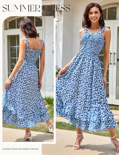 Image of GRACE KARIN Women's 2026 Summer Floral Boho Dress Square Neck Strapped Swing A Line Sundress Beach Long Maxi Outfits