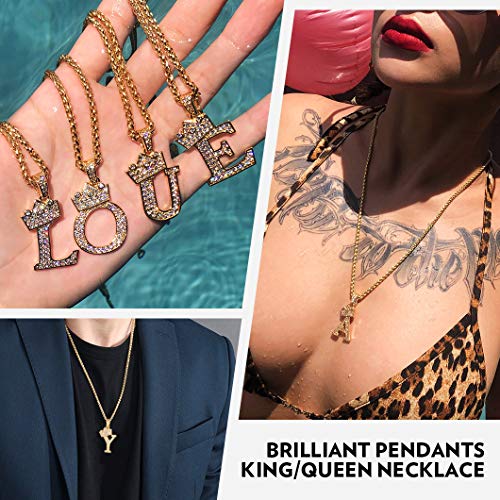 Richsteel Initial B Crown Necklace For Men Women 18K Gold Plated Pendant With 22 Inch Chain Fashion Letter Name Jewelry #TOP4