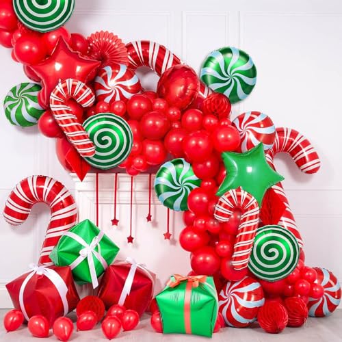 JOLCEEY 28pcs Candy Cane Balloons, Christmas Foil Sweet Inflatable Lollipop Balloons for Christmas Balloon Arch Party Decorations — photo 5