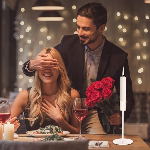 3 Stück Kerzenständer Weiß, Kerzenhalter Stabkerzenhalter Weiße Kerzenständer Stabkerzen, Vintage Kerzen Ständer für Abendessen Hochzeit Haus Tischdeko Kamindekoration Kerzenschein, Weiß