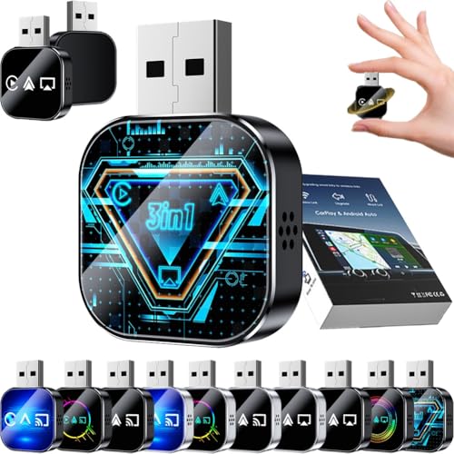 2026 Upgrade 3 in 1 Wireless Carplay Mirror Link Adapter, Wireless Carplay Mirror Link Adapter, Mirrors Phone to Car Screen Adapters, Wired to Wire Less Conversion Plug & Playmini Stable Design