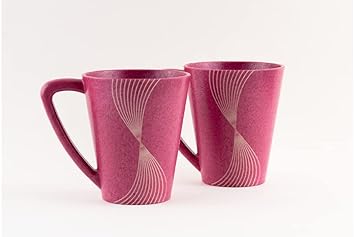 AGRO COMPOSITES Himalayan Pine Wood Coffee Mug, Plastic Free, Durable, Reusable, Responsible Gifts for Office, Friends & Family, Light Weight, Unbreakable, Microwave Safe-Pack of 2 (Pink)