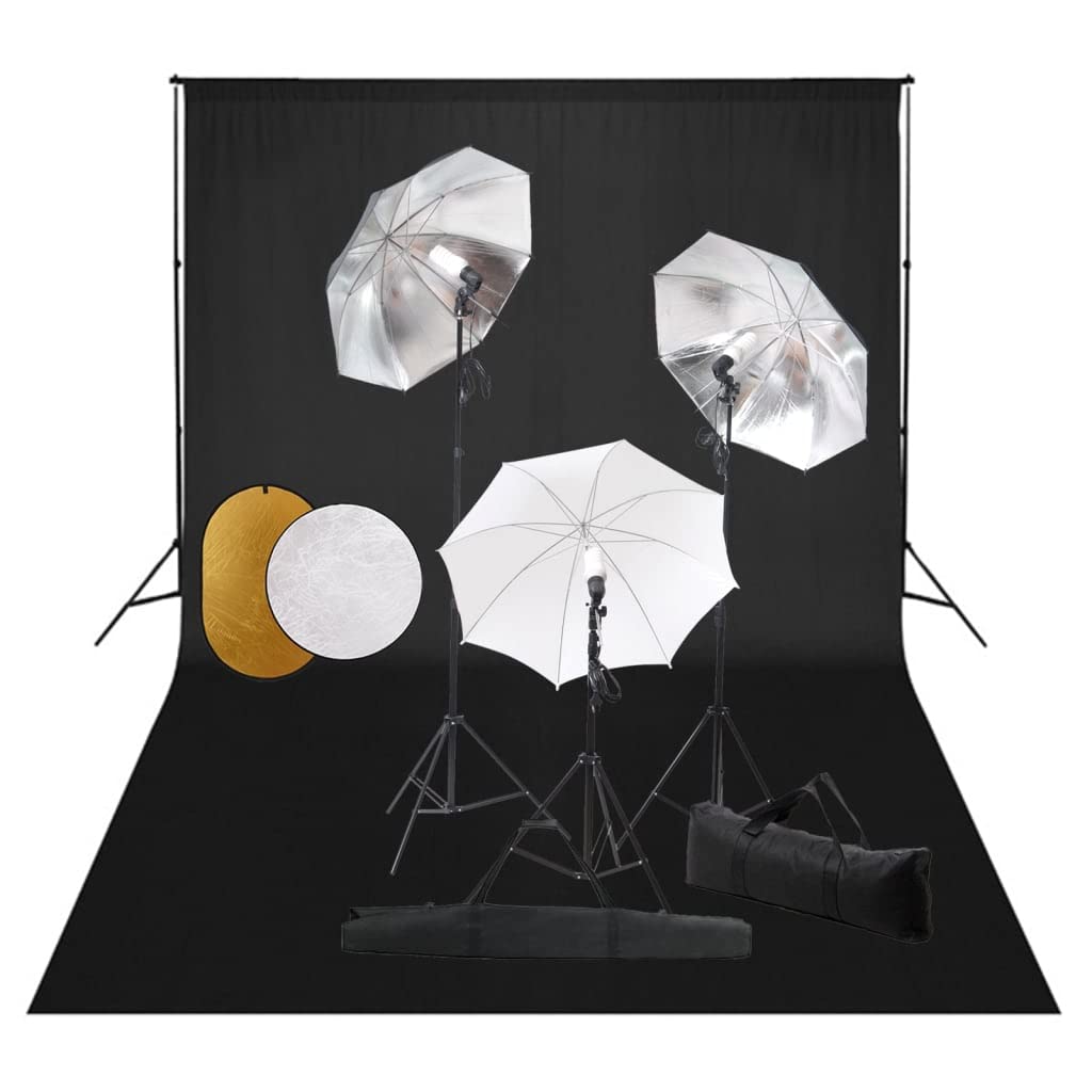 Mangloder - Kit da studio fotografico con luci da studio, sfondo, riflettori, ombrelli e treppiede per fotografia professionale e produzione video