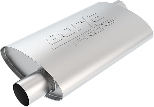 BORLA 40352 ProXS Universal Performance Muffler 2.5" Offset Inlet / 2.5" Offset Outlet 4" x 9.5" Oval x 14" Long Body 19" Overall Length Un-Notched Necks Reversible Design T-304 Stainless Steel