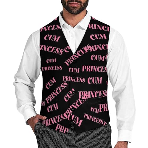 Cum Princess Suit Vest for Men Waistcoat Dressy V Neck Button Down Sleeveless Business Jacket Coat