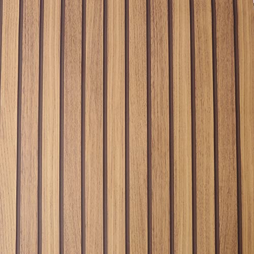 Fresco Natural Wooden Slats Panelled Wallpaper Roll - Paste The Paper - Natural Wood Brown Colour - Great Value, Trend-led Design - Suitable for Any Room - Feature or 4 Wall Design