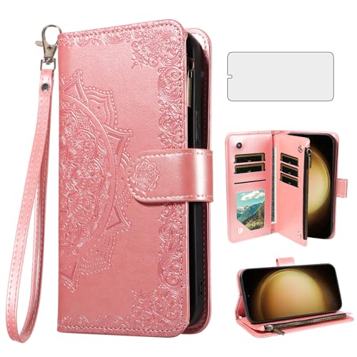 Coque portefeuille Samsung S23+ antichoc avec verre trempé inclus