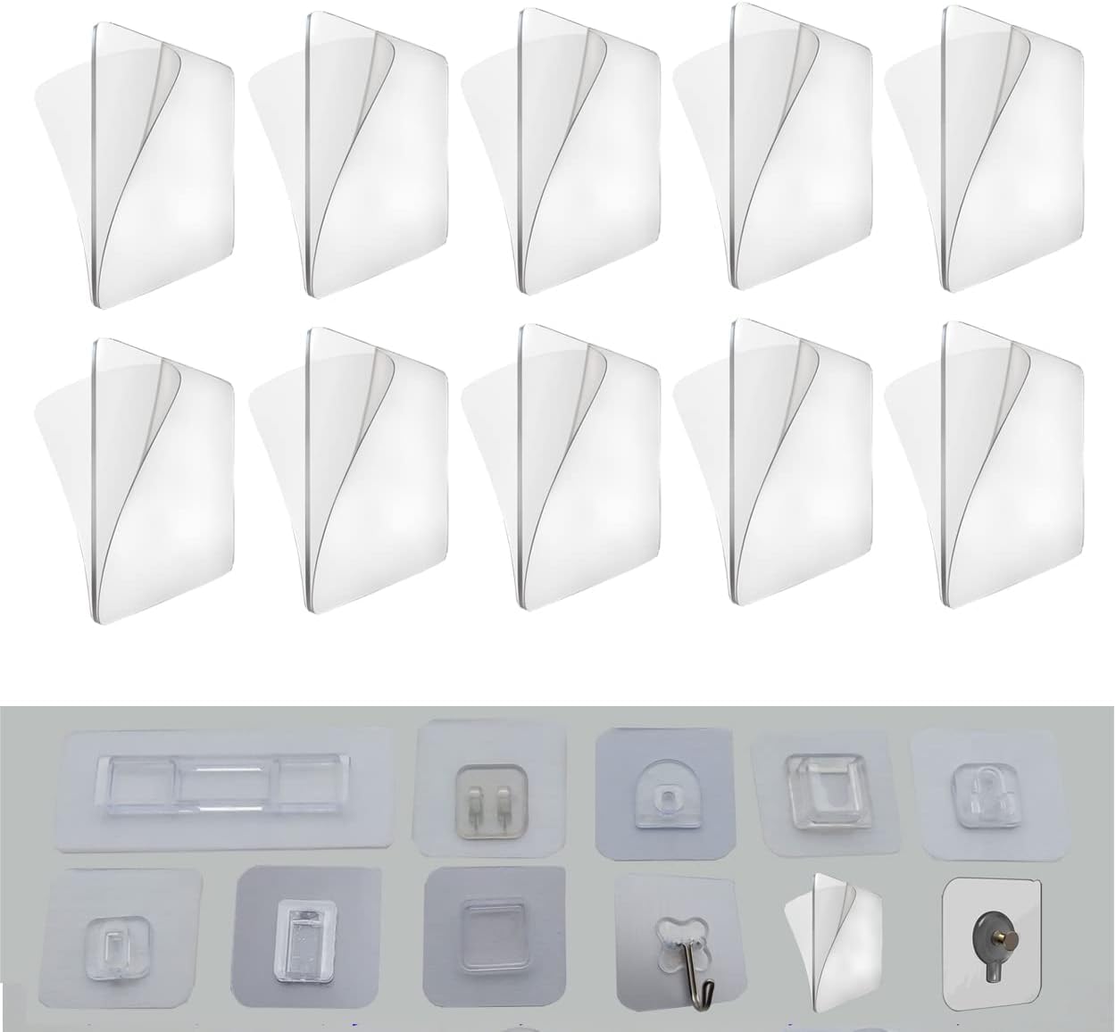 YSSZAM 10Pcs Transparent Wall Mounted Replacement Sticky Pads for Kitchen Bathroom Shower Caddy Organizer Rack Holder Nail Free