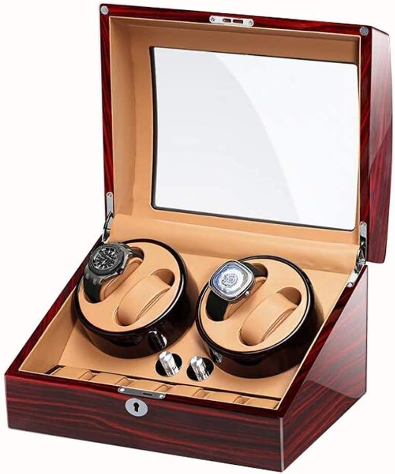 Piano Paint Unisex Watch Winder Automatic 4+6 Watch Winderand Watches Storage Display Case Box with Quiet Motor (Brown)