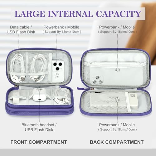 Image of FYY Electronic Organizer, Travel Cable Organizer Bag Pouch Electronic Accessories Carry Case Portable Waterproof Double Layers Storage Bag for Cable, Charger, Phone, Earphone, Medium Size, Purple