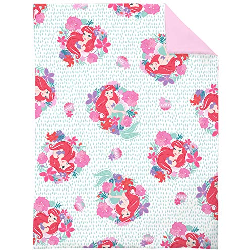 Disney Ariel Sea Garden 4 Piece Toddler Bed Set, Pink and Aqua/Orange/White