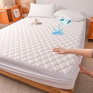 Wlian Quilted Mattress Protector 200x220cm – Waterproof Breathable Bed Mattress Cover, Soft Fitted Sheet Style Protector Fits Mattress up to 30cm Deep, White