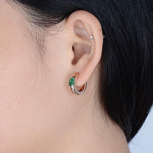 Lanmi 14K Rose Yellow White Gold Natural Emerald Hoop Earrings Studs With Diamonds For Women Valentine's Day Gift Promotion #TOP6