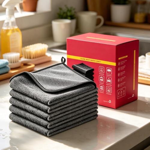 Paño de limpieza de vidrio de 5 piezas reutilizable para ventanas de hogar 3
