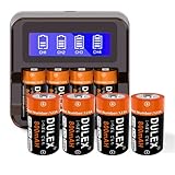DULEX 4-Pack 800mAh ICR17335 123A Arlo Bateries Rechargeable [Replace 3V CR123A Lithium Batteries] and Charger for Arlo VMS3130 VMC3030 3200 3330 3430 3530 Security Cameras, Alarm System, Flashlight